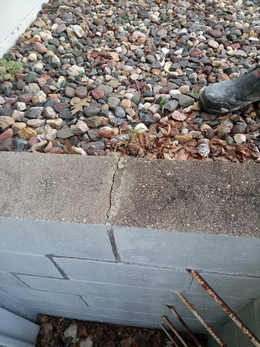 Block foundation wall with crack showing how water can get into the basement