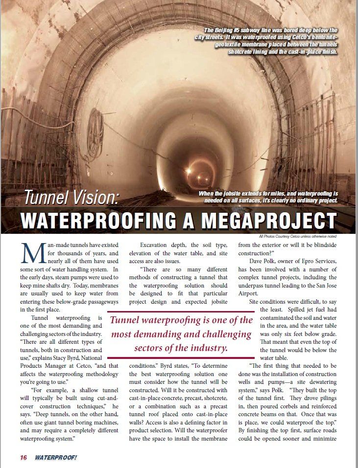 Using Bentonite for a large tunnel