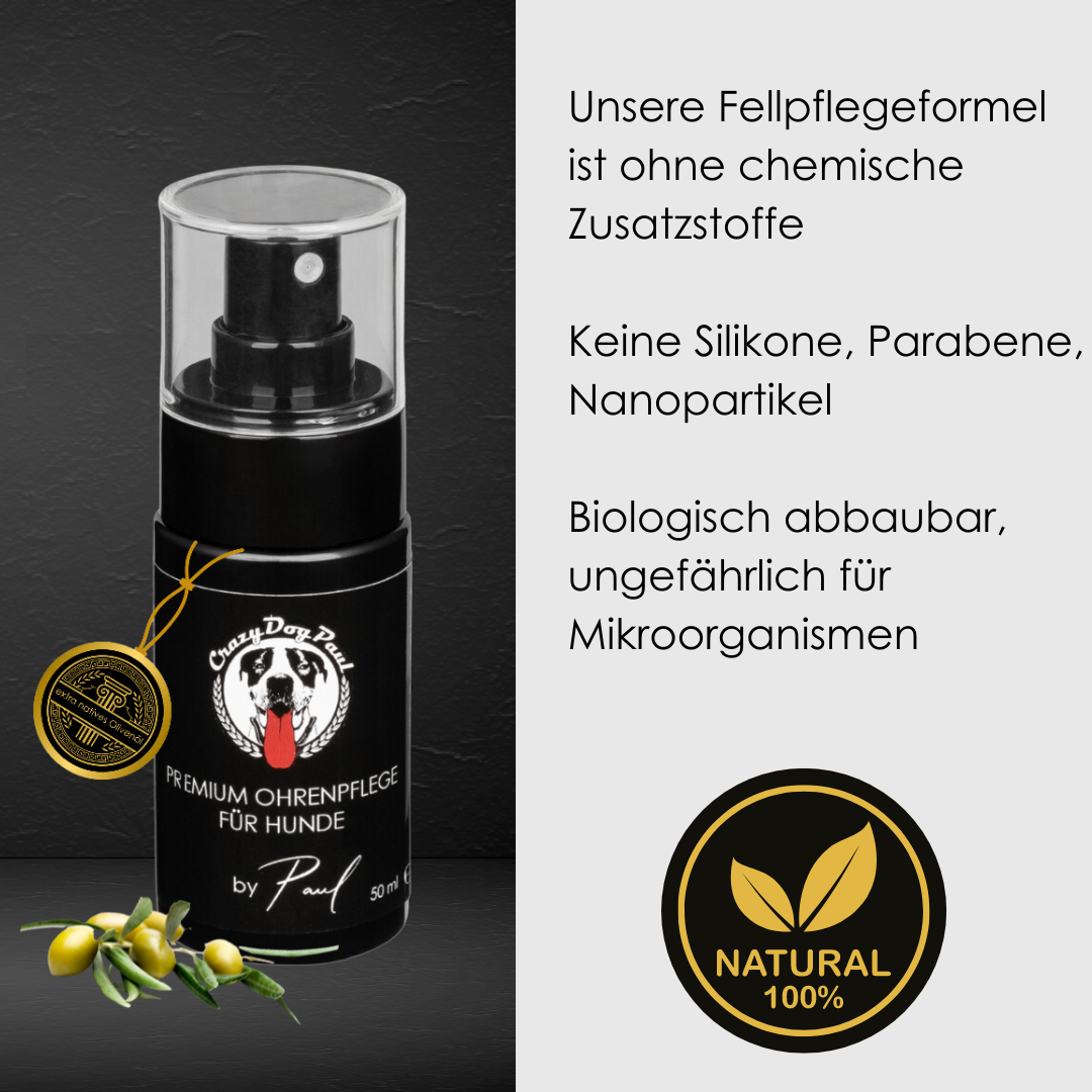 Beste Ohrenpflege für Hunde, vegan, ohne Chemie, pflegt empfindliche Hundeohren