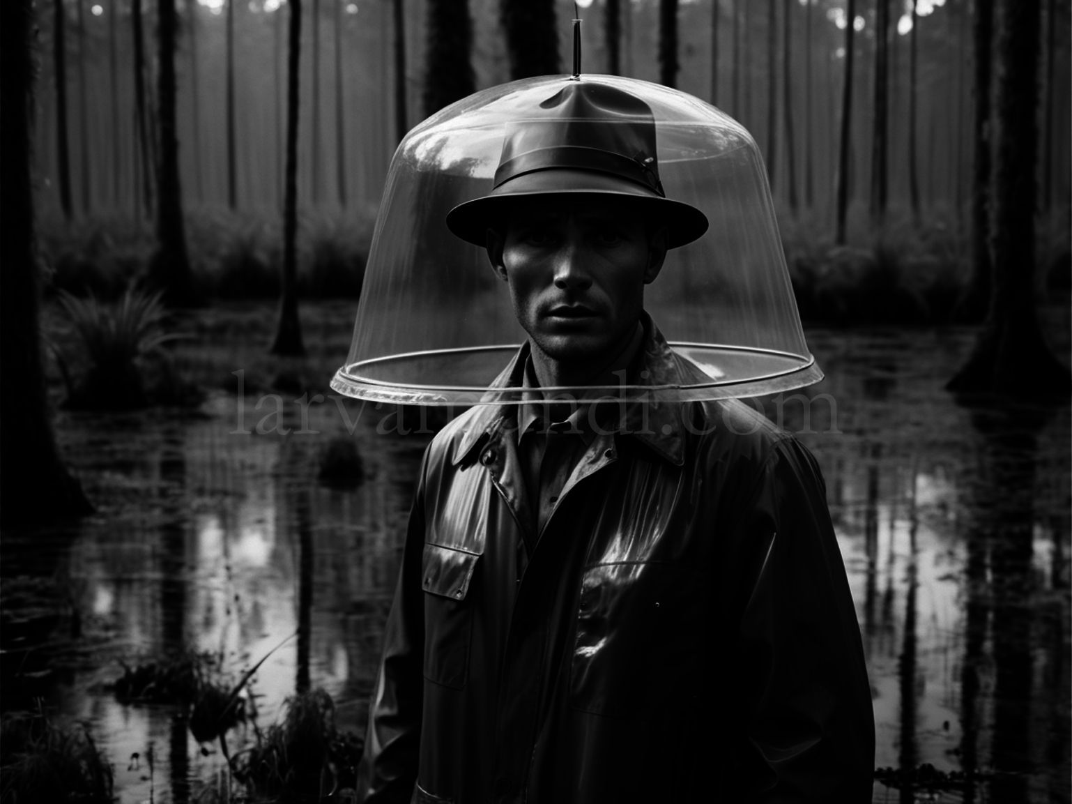 Madame, bei jedem Wetter! Geheimagent und Teufelsknecht im sumpfigen Waldgebiet mit angepasster Tarnkleidung