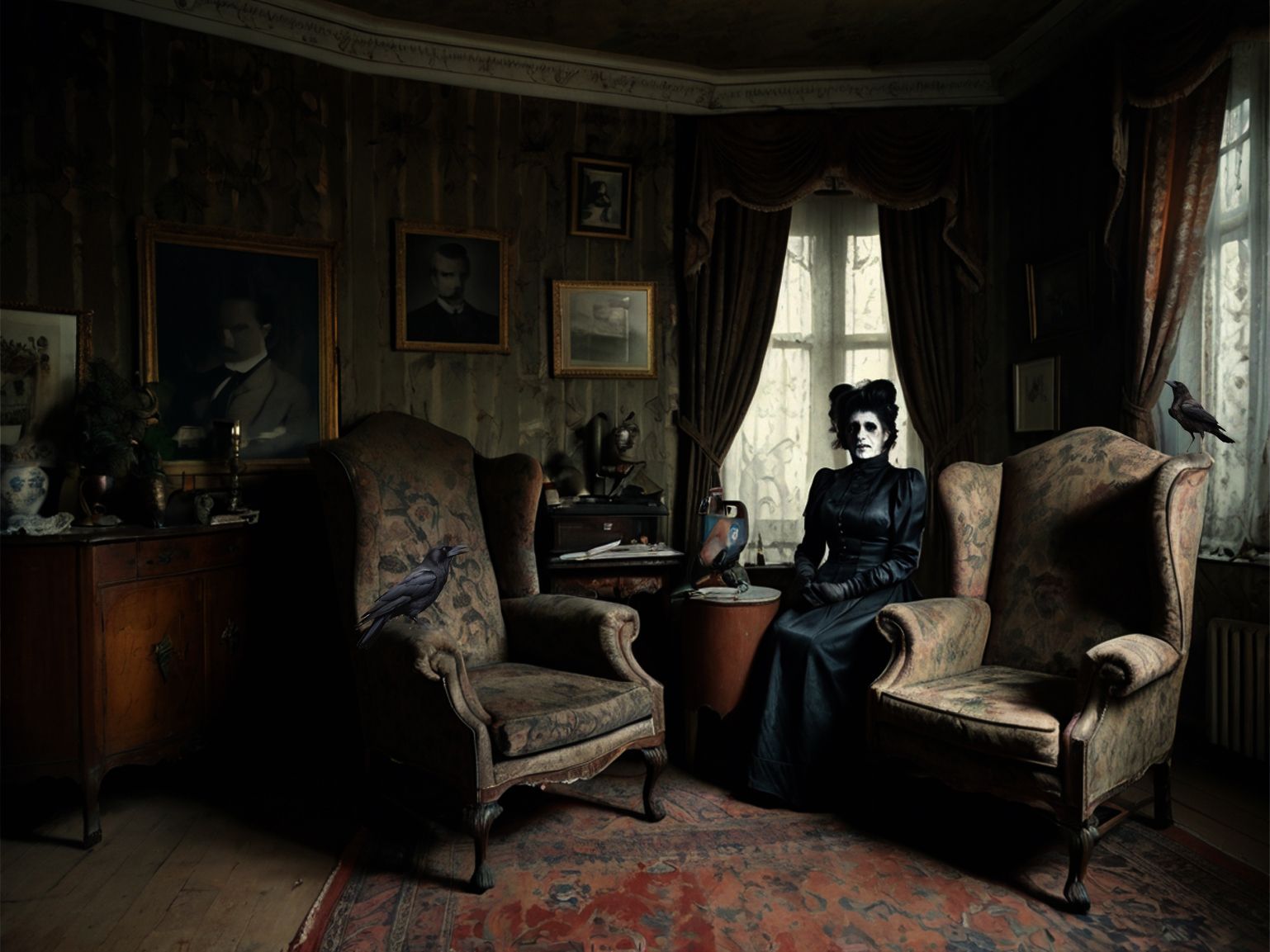 Frau Knorrsky, die Wirtin des Gasthofs in ihrem Wohnzimmer.