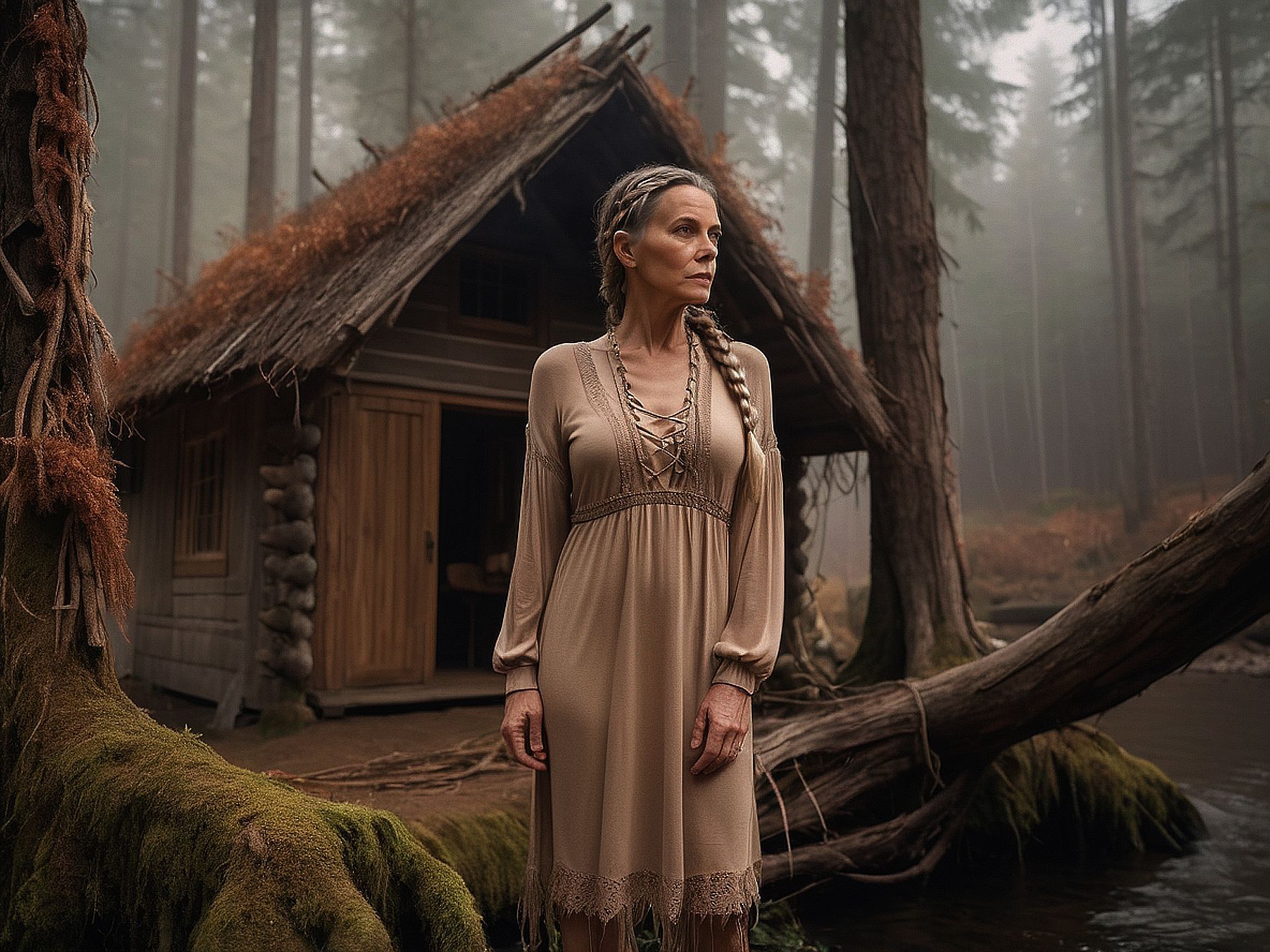 Hans ist im Wald, Magda Ernst beobachtet ganz genau! Magda Ernst, alias Hexe Margot, steht vor ihrem Waldhäuschen und beobachtet verbannte Teufelsknechte.