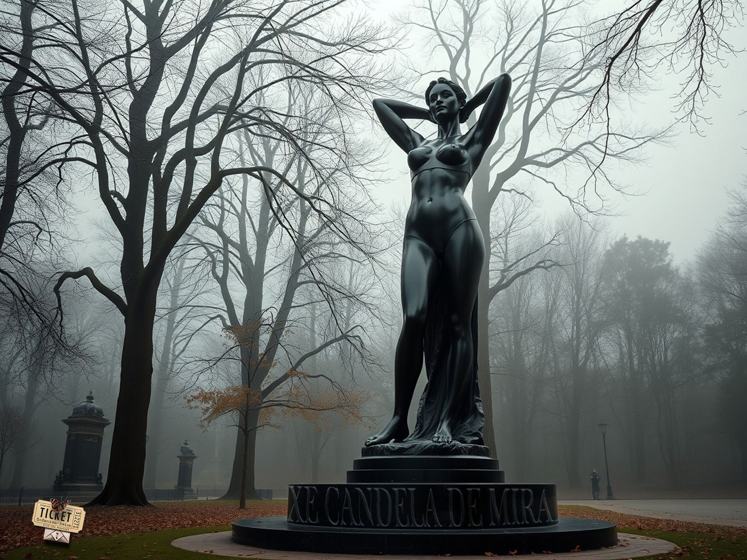 Im Park der Schwarzen Siedlung, das Monument für Candela, es misst stolze 7 Meter in der Höhe! Wahnsinn.. Monument Denkmal für die Meisterhexe Candela de Mirabeau in der Schwarzen Siedlung