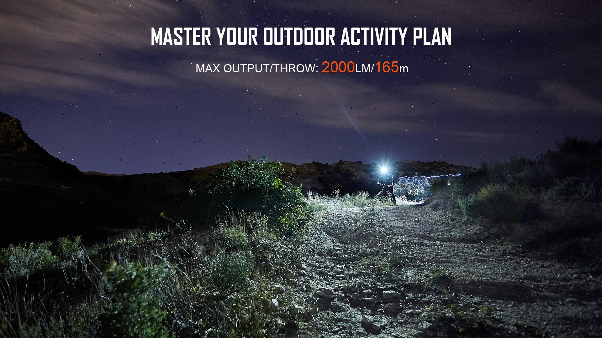 OLED Screen der Magicshine LED Helmlampe Allty 2000 im freien Gelände