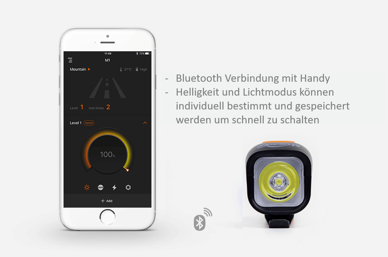 Magicshine MJ 900B mit Bluetooth Funktion, 1000 Lumen, Lichtstärke steuerbar über Handy