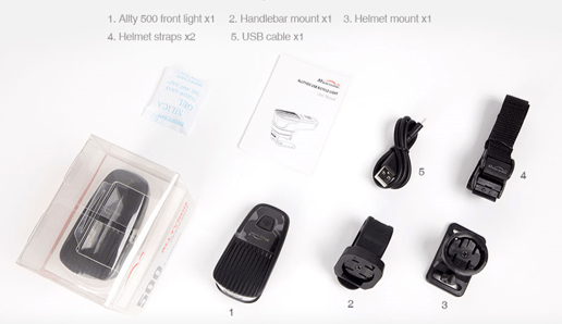 Magicshine Allty 500 Set mit Zubehör, z.B. verschiedenen Halterungen