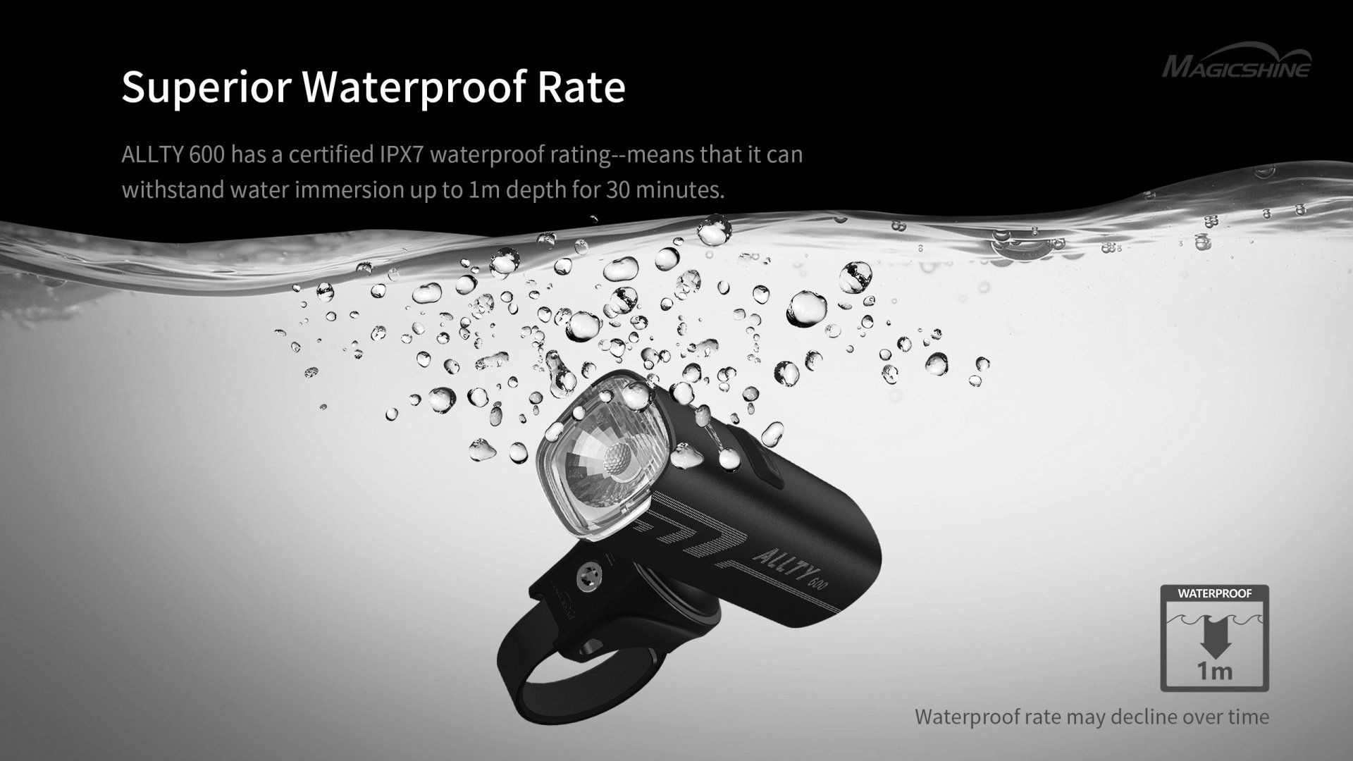 Magicshine Allty 1000 mit 3 verschiedenen Batteriestufen