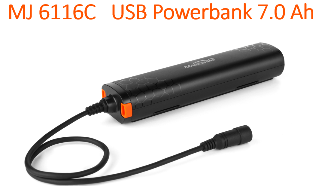 MJ 906 Zubehör: MJ 6116C USB-Powerbank mit 7.0 Ah für Helmlampe und Stirnlampe beim Fahrrad fahren