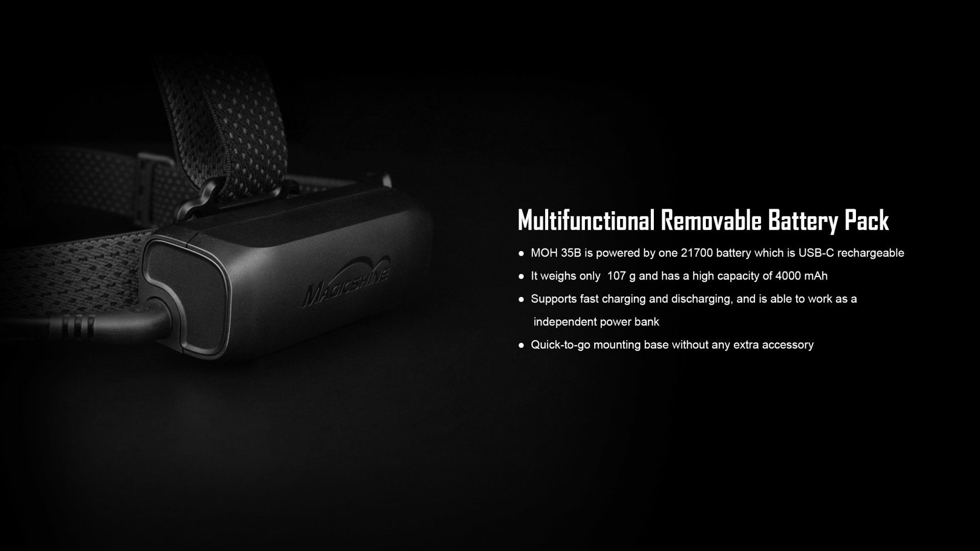 Magicshine leuchtstarke LED Lauflampe MOH 35, getragen von Läufer auf Kopf im Wald