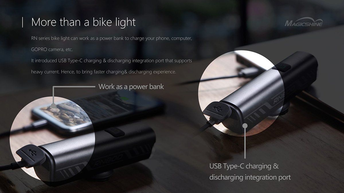 Magicshine Helmlampe RN mit 1200 Lumen und höhenbegrenztem Lichtstrahl sowie nutzbar als Powerbank