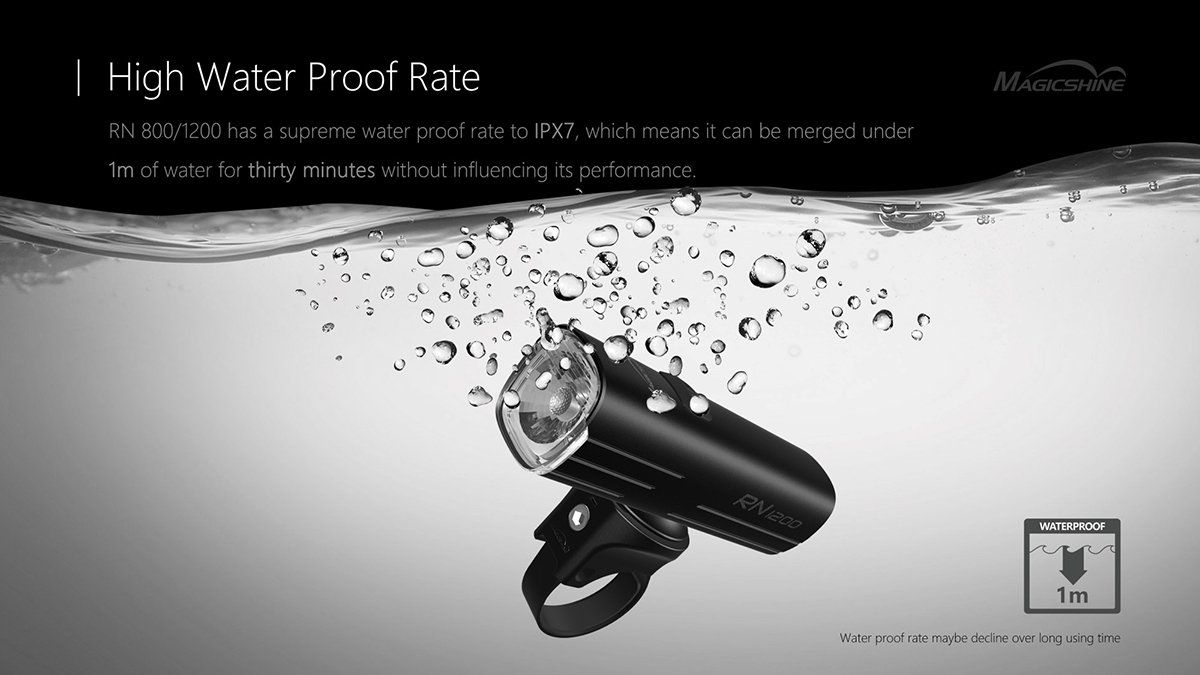 Magicshine Helmlampe RN mit 1200 Lumen und höhenbegrenztem Lichtstrahl, sowie wasserdicht, geeignet zum tauchen