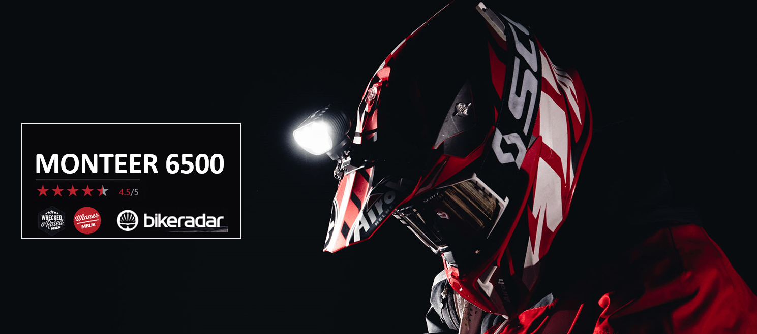 Magicshine extrem helle Helmlampe Monteer 6500, getestet mit 4 von 5 Sternen vom Bikeradar