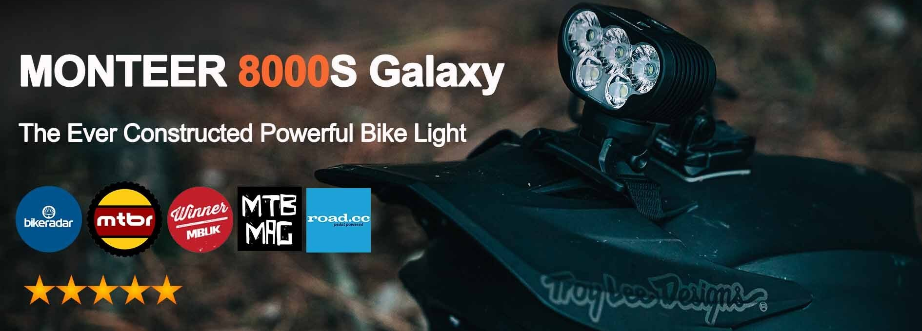 Magicshine extrem helle Helmlampe Monteer 6500, getestet mit 4 von 5 Sternen vom Bikeradar