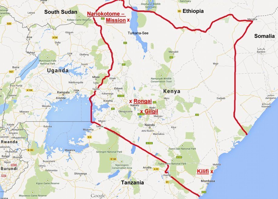 Karte von Kenia, Projekt-Orte