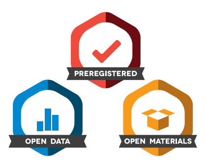 Stacked open science badges, courtesy of the Center for Open Science