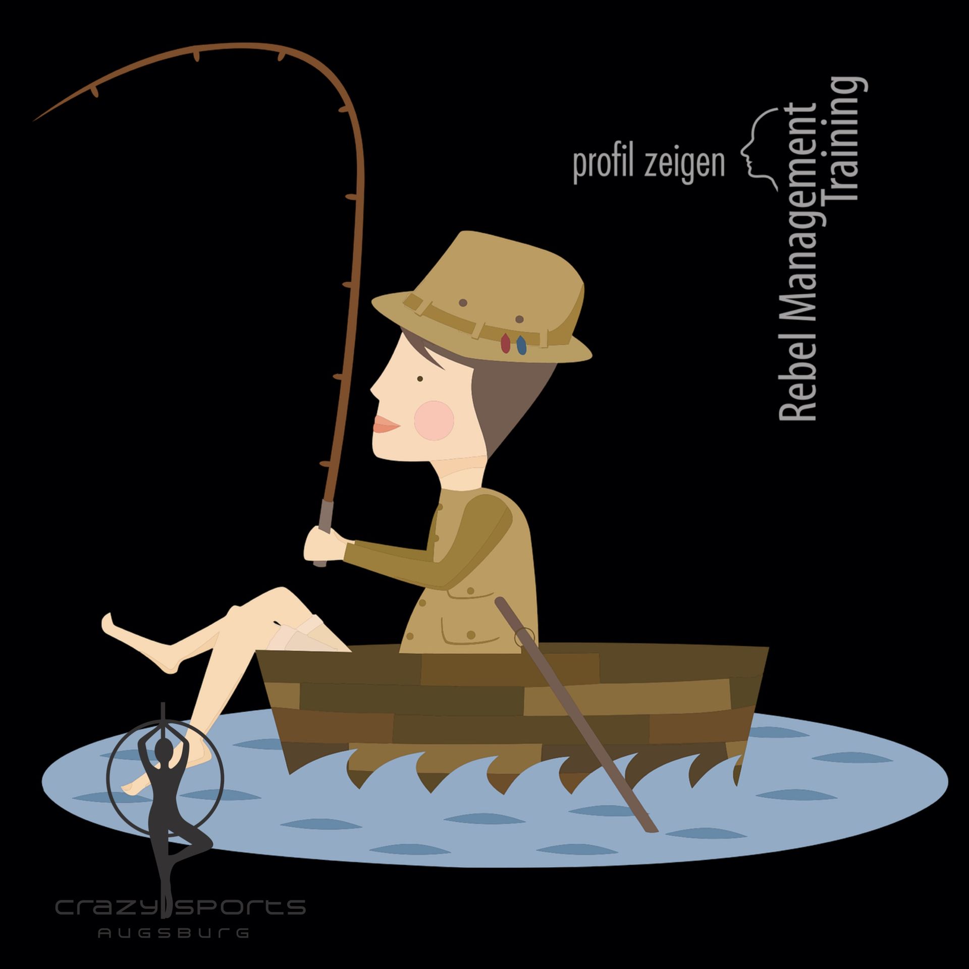 Person in Boot, angelt