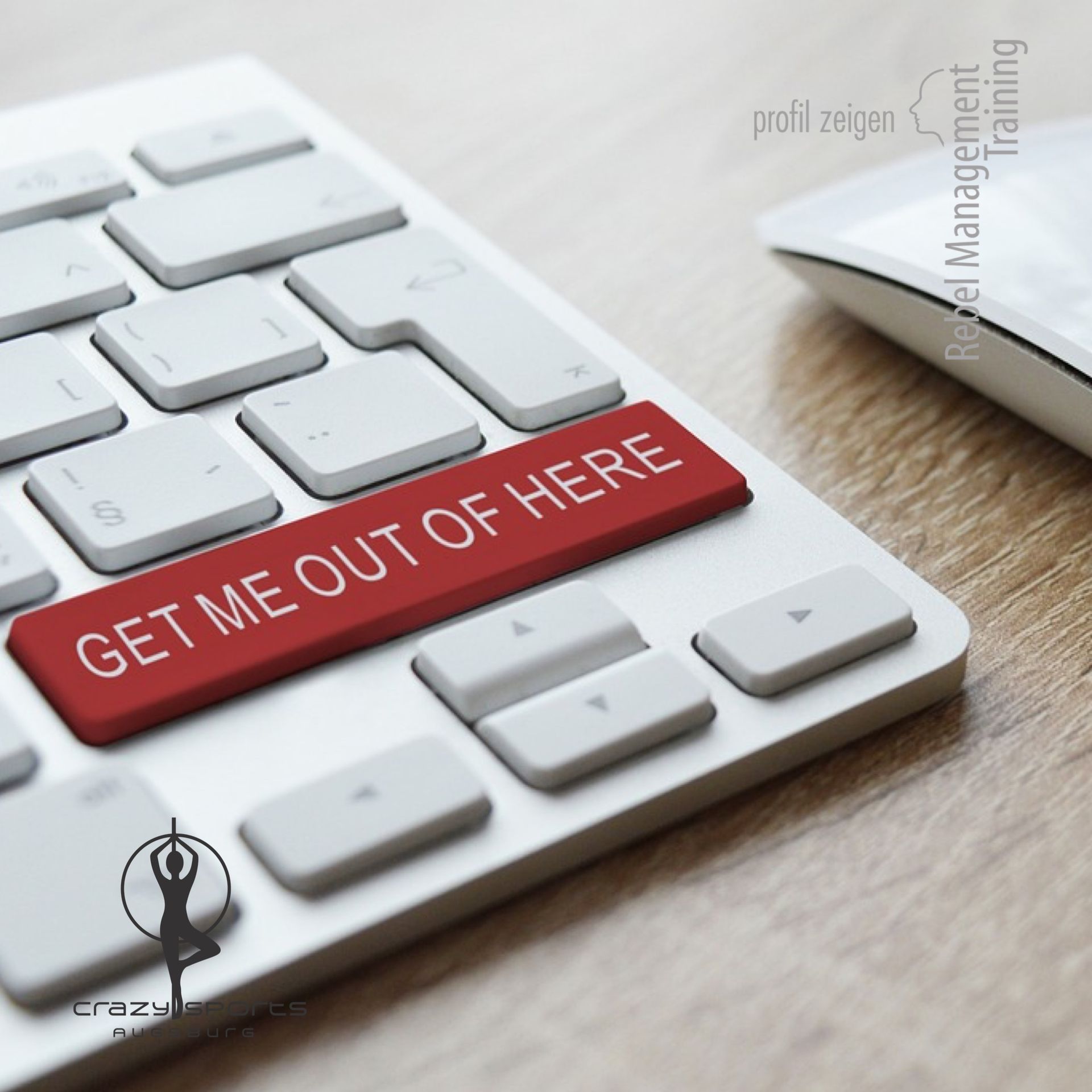 Get me out of here - rote Taste auf Tastatur