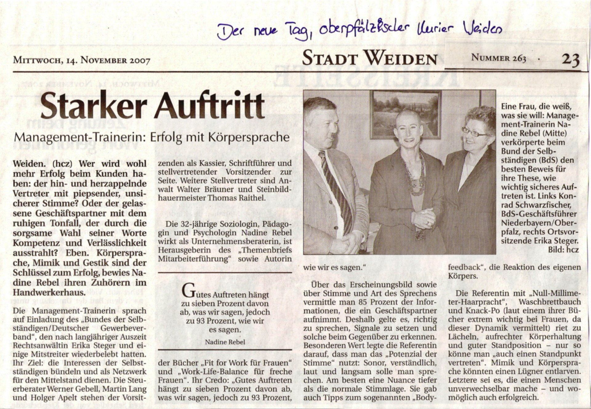 Presse über Nadine Rebel, Rebel-Management-Training