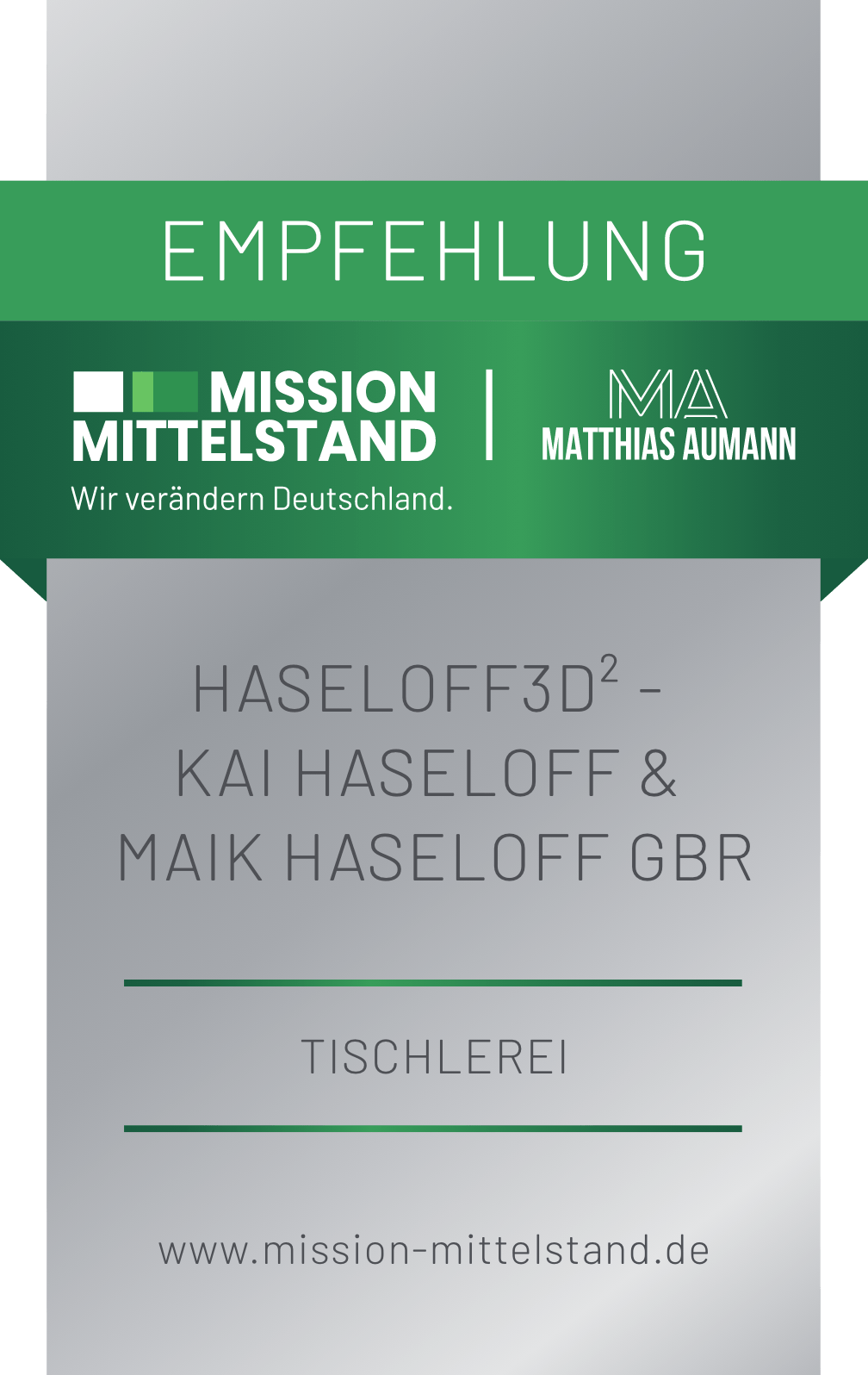 Mission Mittelstand Siegel - haseloff3D²