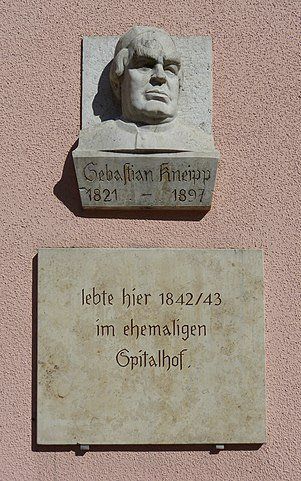 Gedenktafel an der Stelle des ehem. Wohnhauses von Kneipp in Grönenbach
