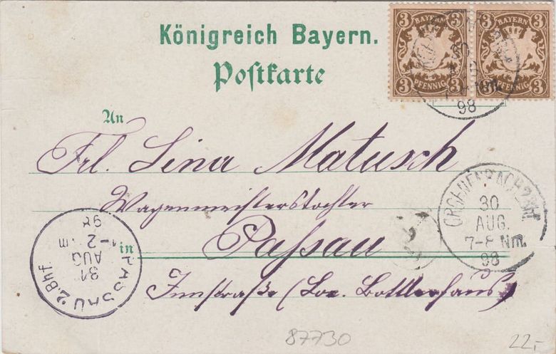 Rückseite der Postkarte von 1898