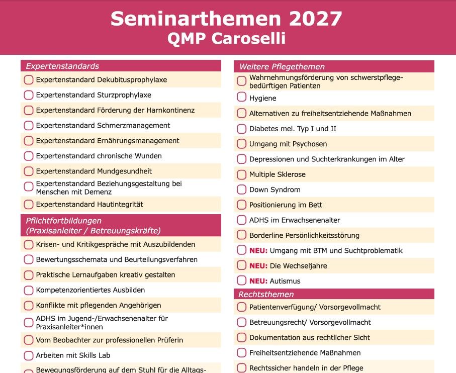 QMP Seminarangebot 2027 QMP Seminarangebot 2027