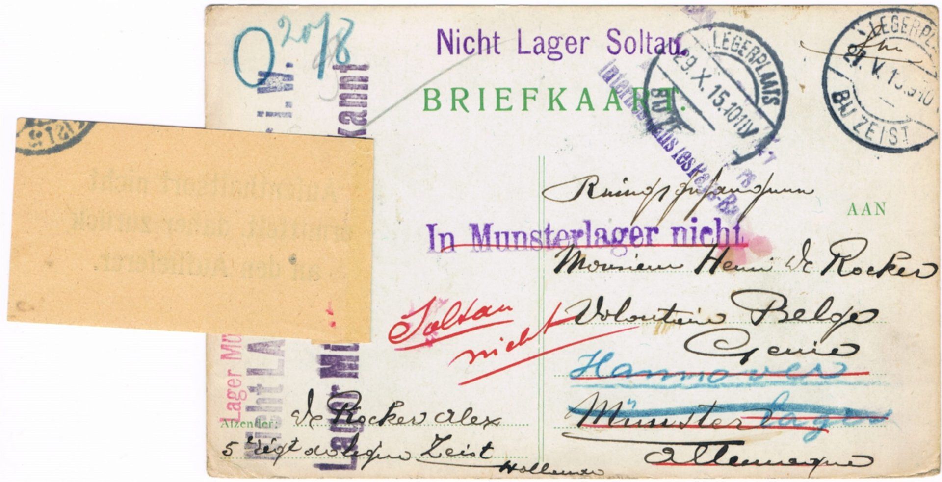 1915 - Die Karte wird ausführlich in der Rubrik Heimatkunde erläutert