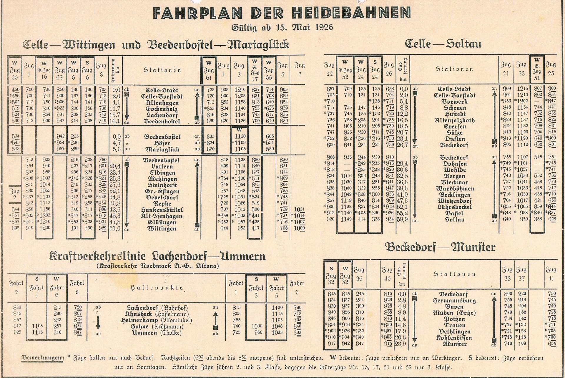 Fahrplan der Heidebahnen Fahrplan der Heidebahnen