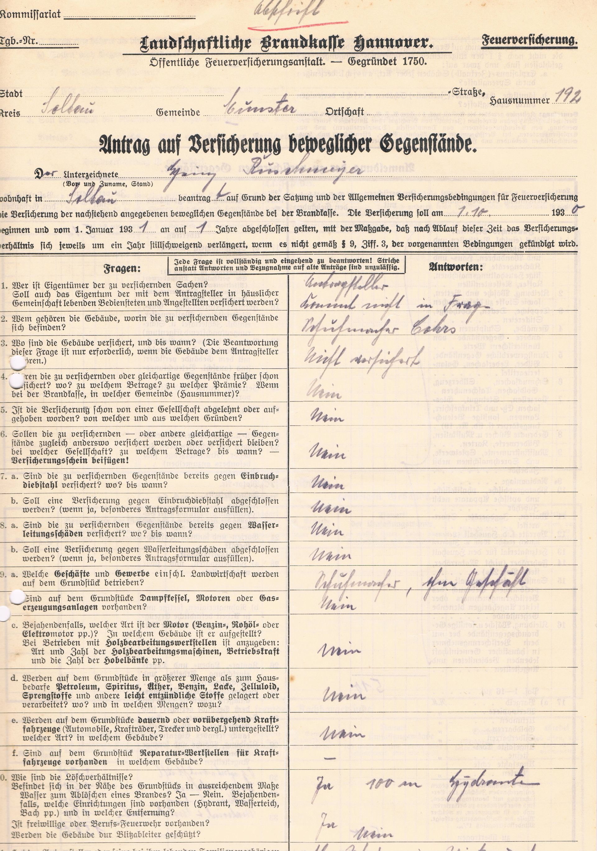 Zahnarzt Heinz Ruschmeyer, Munster 1930 Zahnarzt Heinz Ruschmeyer, Munster 1930