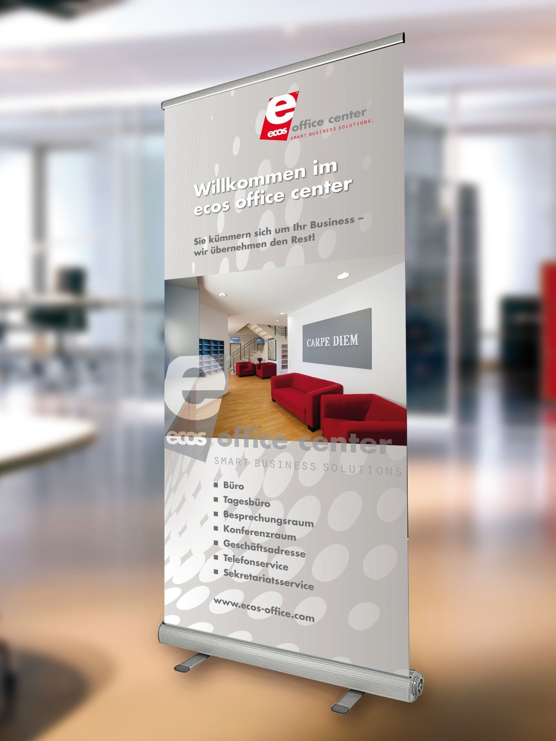 Anke Oceguera-Klartext-Agentur für klare Kommunikation-Referenz Roll-up ecos office center