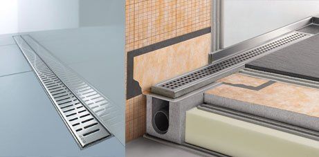 Exemples de canivelles de douche. Photo non contractuelle