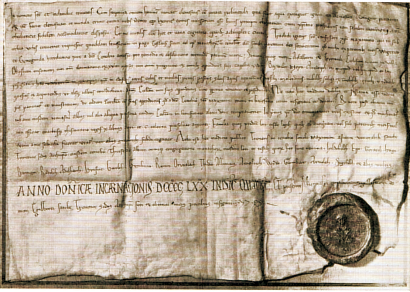 Urkunde mit der Ersterwähnung Ahrdorfs aus dem Jahr 970