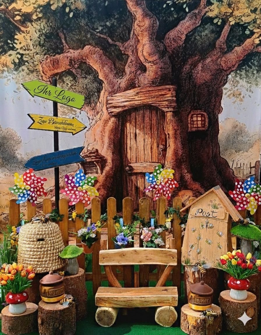 Interaktive Bienen-Erlebniswelt mit Natur-Dekoration und Honig-Verkostung bei einem nachhaltigen Event