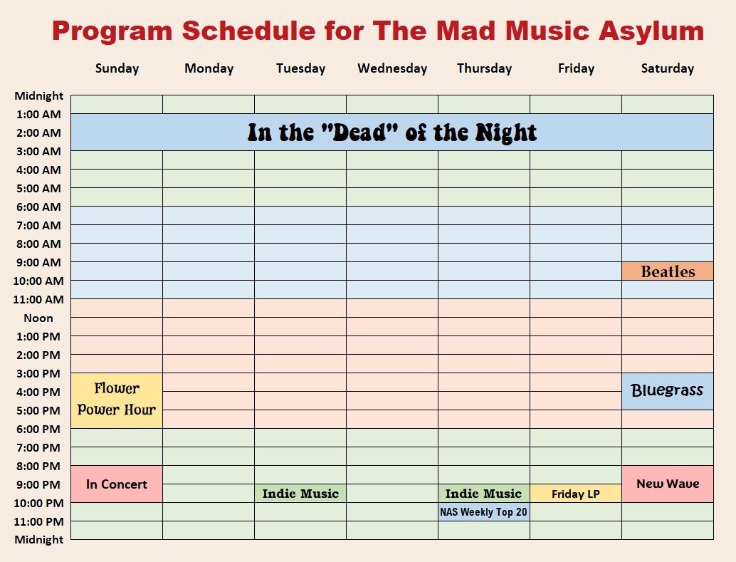 Mad Music Asylum Program Schedule