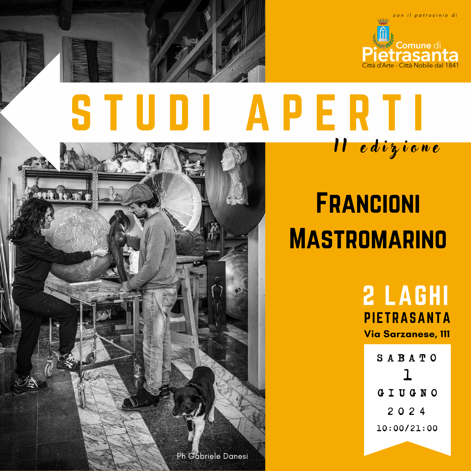 Studi Aperti 2Laghi Pietrasanta. II edizione. Sabato 1 giugno 2024
Via Sarzanese, 111
Francioni Mastromarino