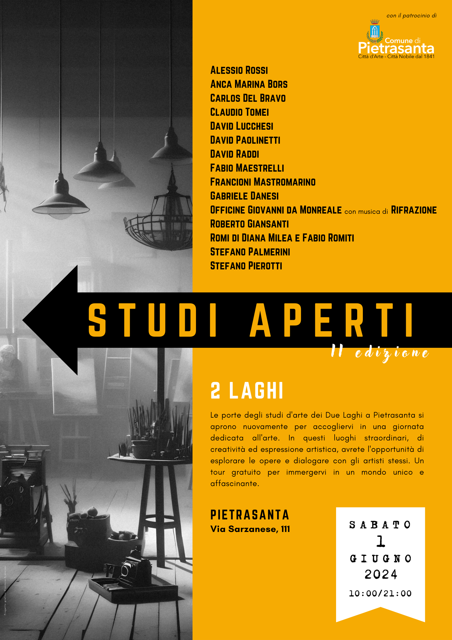 Studi Aperti 2Laghi Pietrasanta. II edizione. Sabato 1 giugno 2024
Via Sarzanese, 111
Francioni Mastromarino