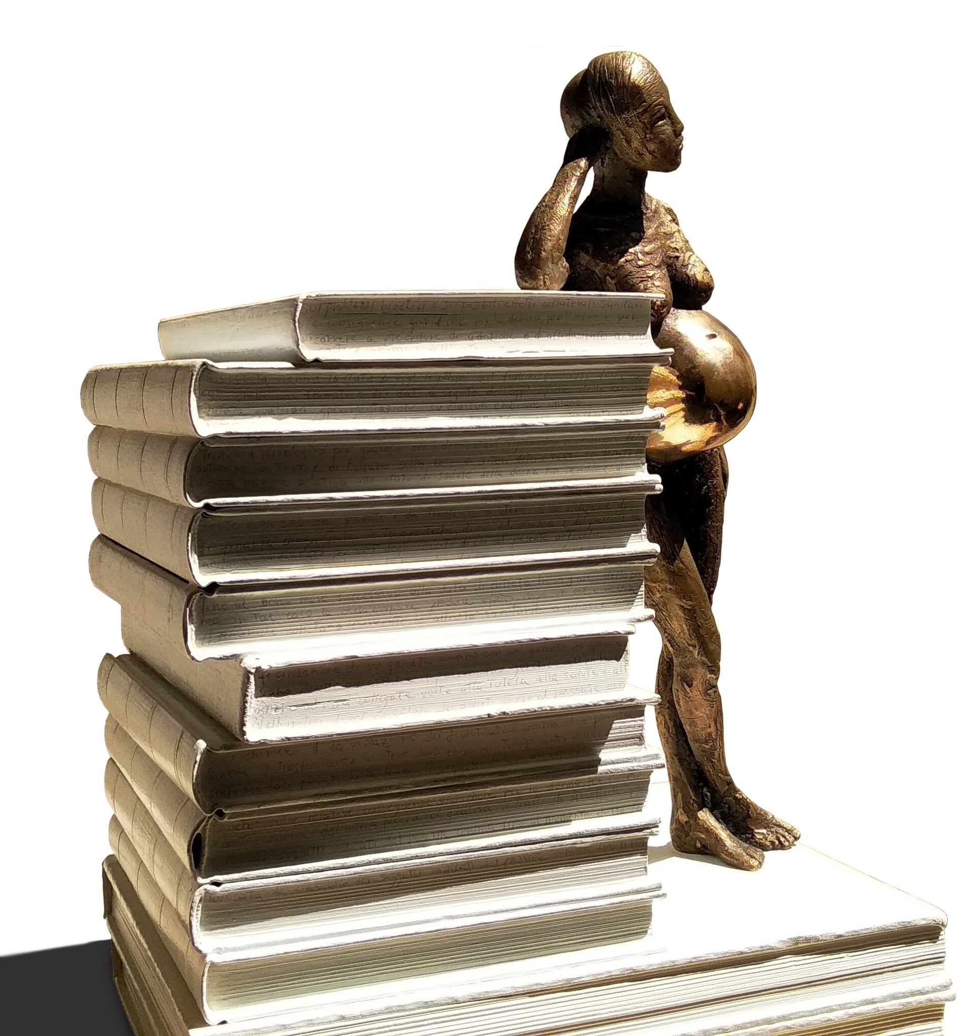 La Biblioteca di LeonarMother's day, bronzo e libri, scultura di Eleonora Francioni e Antonio Mastromarino
