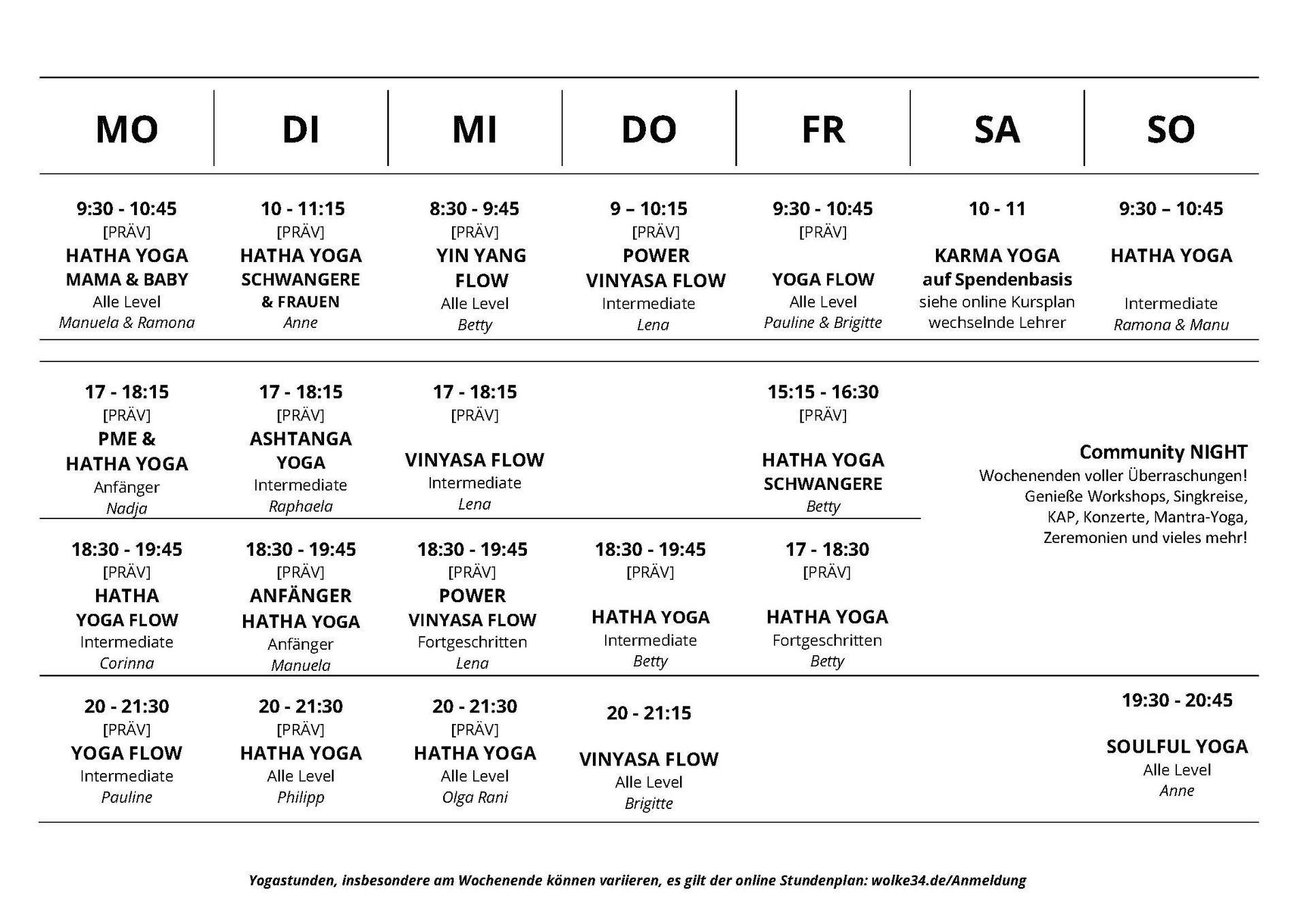 Stundenplan ab April 2025