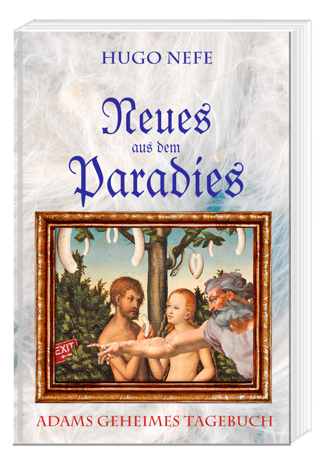 Buch-Cover mit Bild vom Paradies, Adam und Eva von Hohlbein und Gottvater von Leonardo Davinci