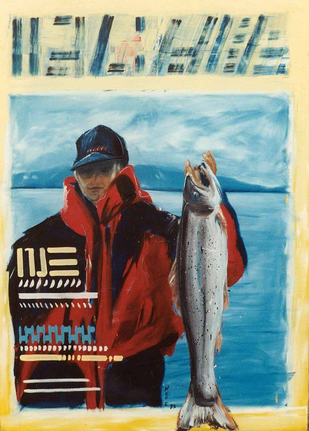 Angler mit Fisch