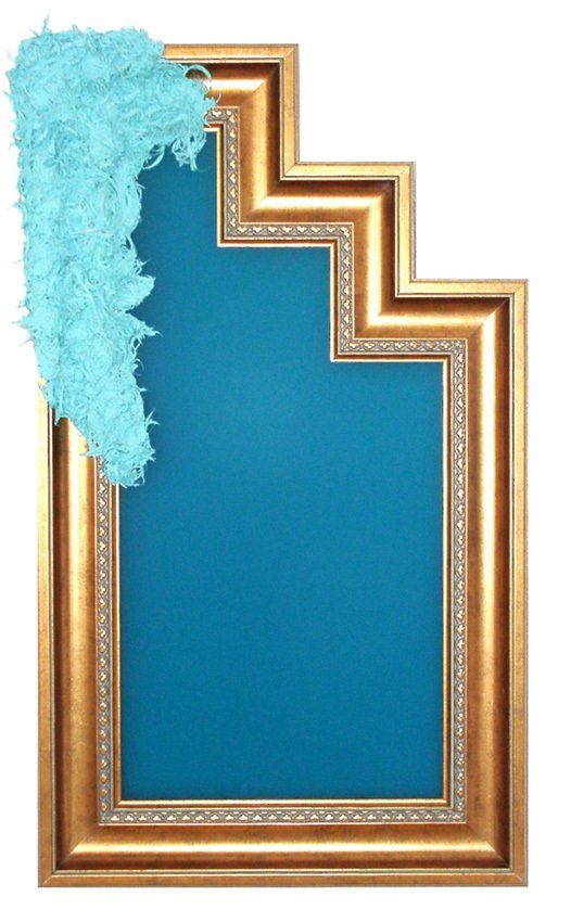 Holz, Federn, farbiges Acrylglas