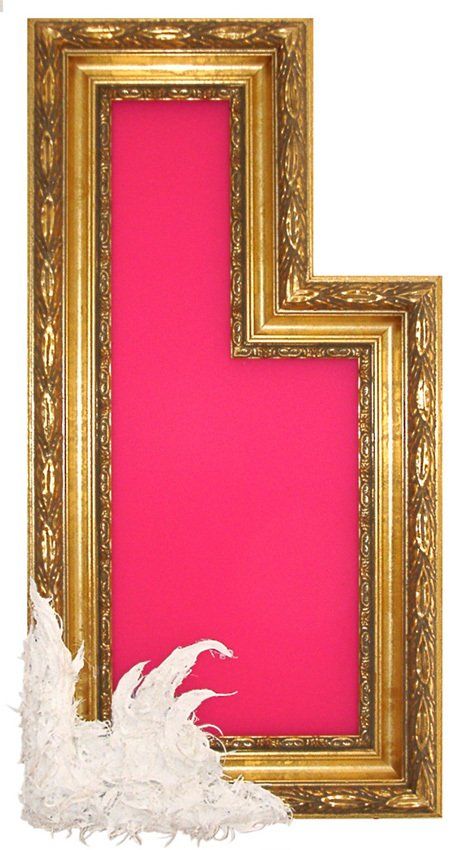 Holz, Federn, farbiges Acrylglas