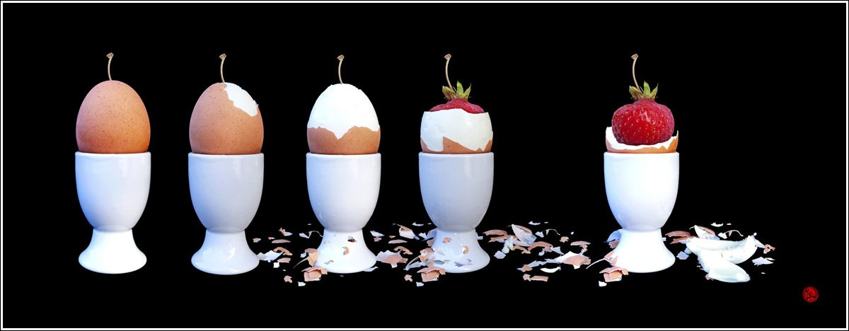 Eier Eierbecher Eierschalen Erdbeere