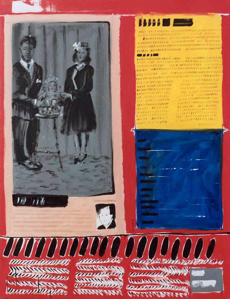 Mann und Frau stehend mit Säugling