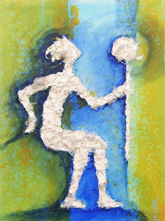 tanzender Schamane mit Rassel in der Hand