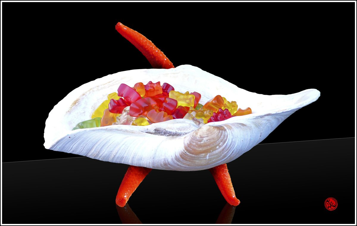 Gummibärchen in Muschel Seestern
