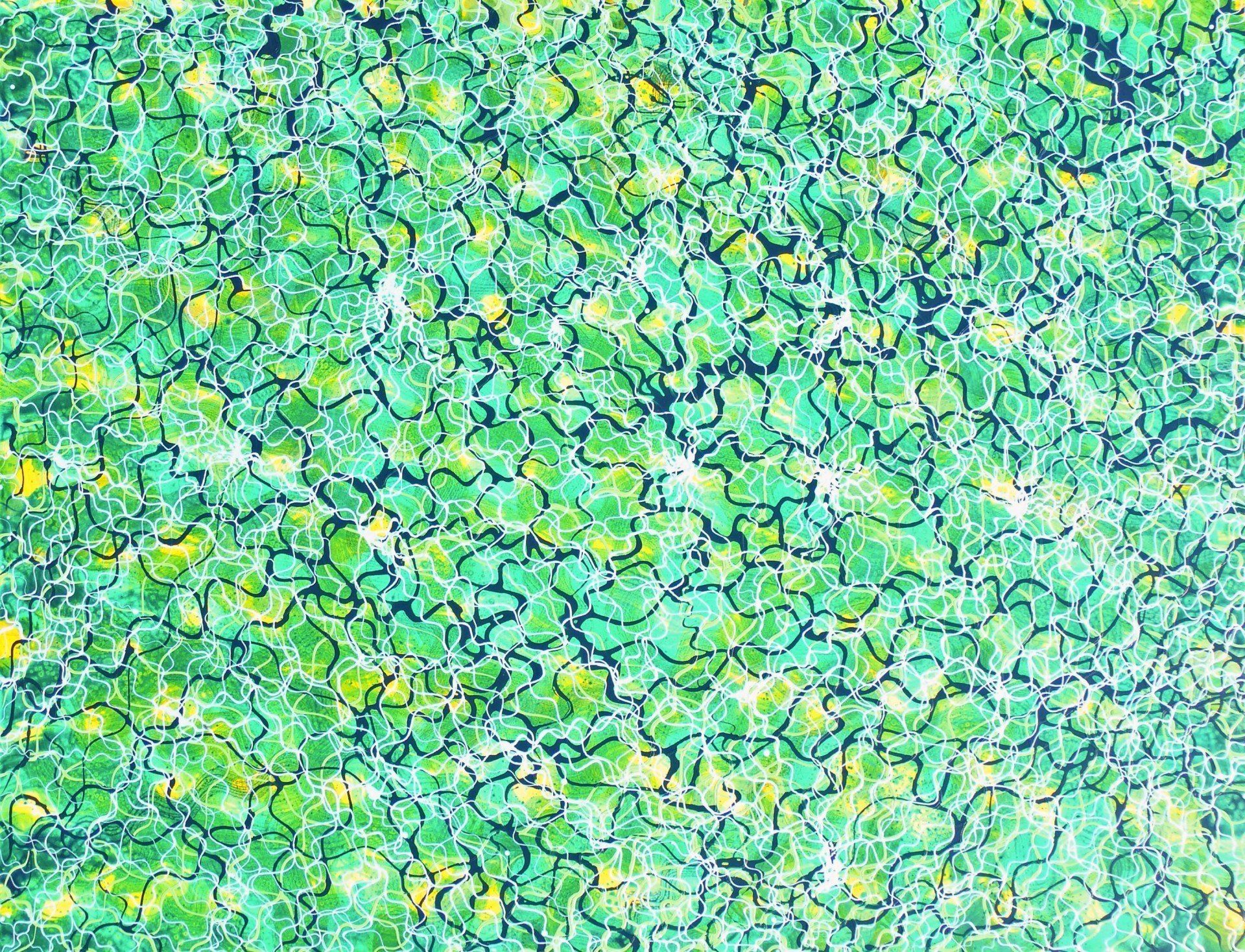 Wellenlinien bunte Schlangenlinien grün blau weiß gelb