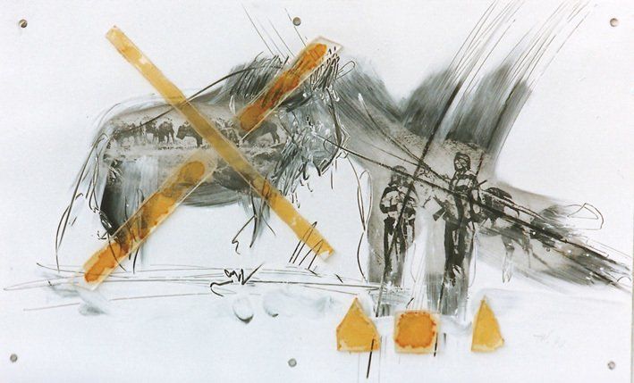 zwei indianer mit Bison