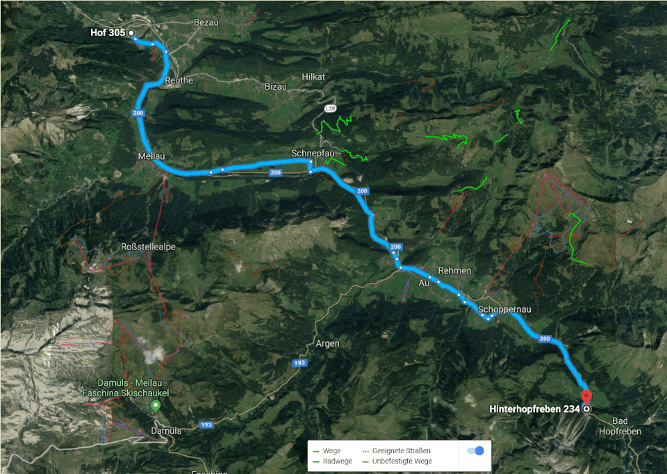 1000 km zu Fuß - 4. Tag, Von Reuthe nach Schoppernau 1000 km zu Fuß - 4. Tag, Von Reuthe nach Schoppernau