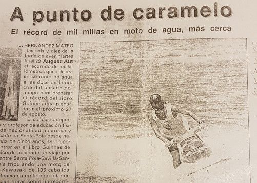 Rekord Guinness mit einem Wassermotorrad. Foto: August Aust Rekord Guinness mit einem Wassermotorrad. Foto: August Aust